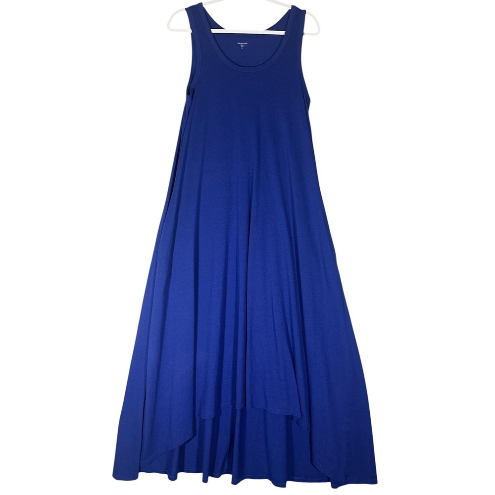 Garnet Hill Royal Blue Tank Dress Maxi Sz XL‎ High Low Pima Cotton Modal Coastal